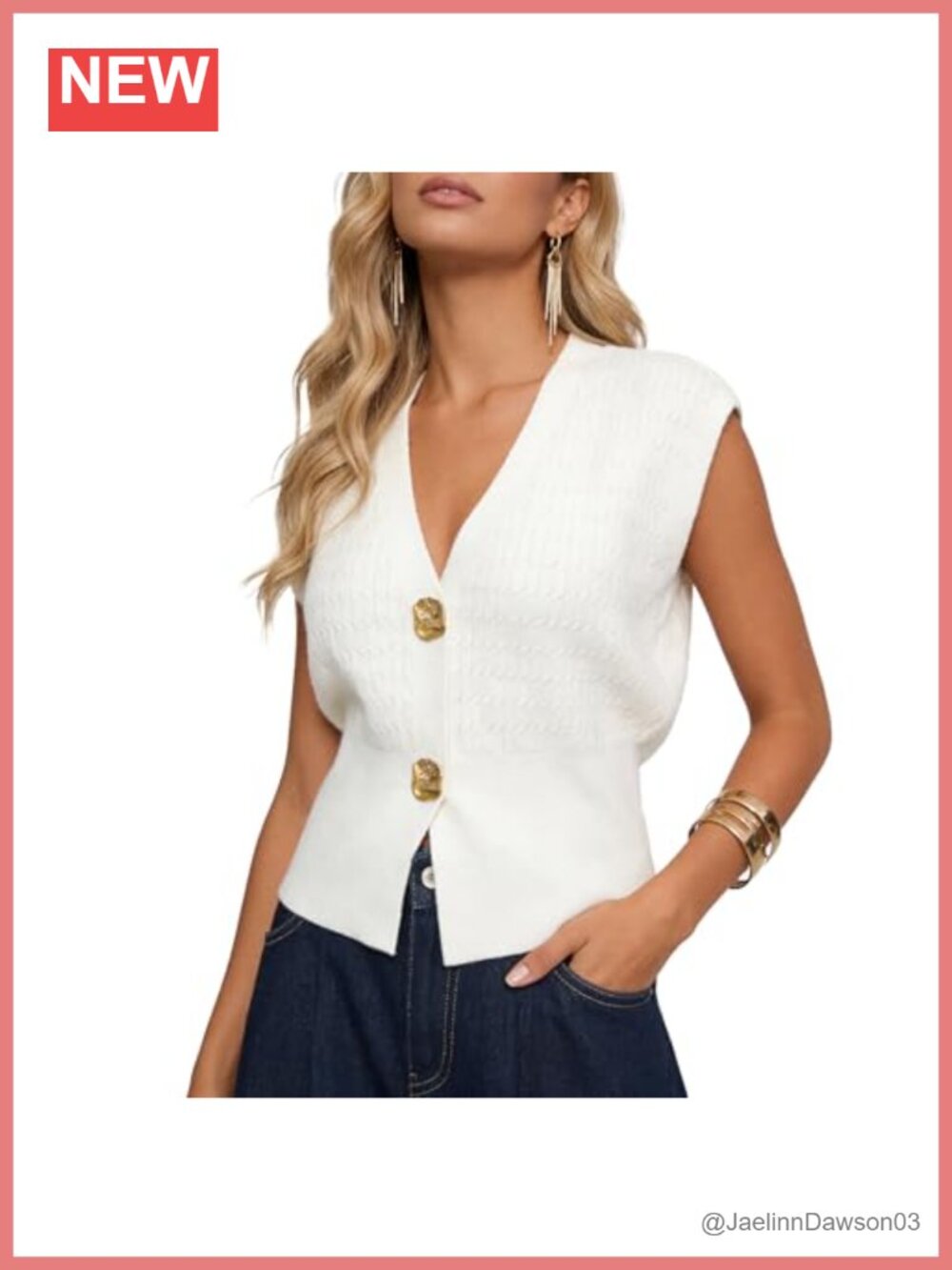 Womens Cable Knit Sweater Vest Sleeveless V-Neck Pullover Tank Top